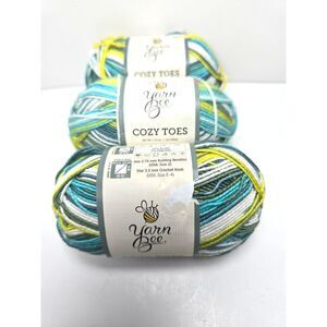 Yarn Bee Cozy Toes Sock Yarn Lot of 3 Skeins 210 Yds. Ea. Turquoise Reef